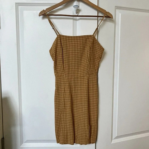 Aeropostale Tan Gingham Plaid Check Mini Dress - Picture 2 of 5